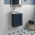 Hudson Reed Juno Compact RH Wall Hung Vanity Unit and Basin 440mm Wide - Midnight Blue | Thumbnail Image