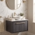 Hudson Reed Lille Wall Hung 1-Drawer Vanity Unit with Carrara Marble Worktop 600mm Wide - Graphite Grey Woodgrain | Thumbnail Image