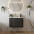 Hudson Reed Lille Wall Hung 1-Drawer Vanity Unit with White Marble Worktop Basin 600mm Wide - Graphite Grey Woodgrain | Thumbnail Image