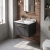 Hudson Reed Lille Wall Hung 1-Drawer Vanity Unit with White Marble Worktop Basin 600mm Wide - Graphite Grey Woodgrain | Thumbnail Image