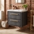 Hudson Reed Lille Wall Hung 2-Drawer Vanity Unit with 0TH Contemporary Basin 600mm Wide - Graphite Grey Woodgrain | Thumbnail Image