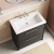 Hudson Reed Lille Floor Standing 2-Drawer Vanity Unit with 3TH Contemporary Basin 800mm Wide - Graphite Grey Woodgrain | Thumbnail Image