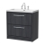 Hudson Reed Lille Floor Standing 2-Drawer Vanity Unit with 3TH Contemporary Basin 800mm Wide - Graphite Grey Woodgrain | Thumbnail Image