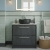 Hudson Reed Lille Floor Standing 2-Drawer Vanity Unit with White Marble Worktop 800mm Wide - Graphite Grey Woodgrain | Thumbnail Image
