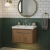 Hudson Reed Lille Wall Hung 1-Drawer Vanity Unit with 3TH Contemporary Basin 600mm Wide - Antique Oak | Thumbnail Image