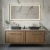 Hudson Reed Lille Wall Hung 2-Drawer Vanity Unit with White Marble Worktop 1200mm Wide - Antique Oak | Thumbnail Image