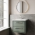 Hudson Reed Lille Wall Hung 2-Drawer Vanity Unit with 1TH Thin-Edge Basin 600mm Wide - Fern Green | Thumbnail Image