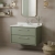 Hudson Reed Lille Wall Hung 2-Drawer Vanity Unit with White Marble Worktop Basin 800mm Wide - Fern Green | Thumbnail Image