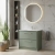 Hudson Reed Lille Floor Standing 2-Drawer Vanity Unit with 1TH Minimalist Basin 800mm Wide - Fern Green | Thumbnail Image