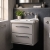 Hudson Reed Lille Wall Hung 2-Drawer Vanity Unit with 0TH Contemporary Basin 600mm Wide - Pebble Grey | Thumbnail Image