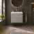 Hudson Reed Lille Wall Hung 2-Drawer Vanity Unit with 0TH Contemporary Basin 600mm Wide - Pebble Grey | Thumbnail Image