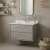 Hudson Reed Lille Wall Hung 2-Drawer Vanity Unit with White Marble Worktop Basin 800mm Wide - Pebble Grey | Thumbnail Image