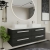 Hudson Reed Quartet Wall Hung 4-Drawer Double Vanity Unit with Sparkling Black Worktop 1440mm Wide - Gloss Grey Mist