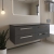 Hudson Reed Quartet Wall Hung 4-Drawer Double Vanity Unit with Sparkling Black Worktop 1440mm Wide - Gloss Grey