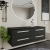 Hudson Reed Quartet Wall Hung 4-Drawer Double Vanity Unit with Sparkling Black Worktop 1440mm Wide - Charcoal Black Woodgrain | Thumbnail Image
