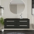 Hudson Reed Quartet Wall Hung 4-Drawer Double Vanity Unit with Sparkling Black Worktop 1440mm Wide - Charcoal Black Woodgrain | Thumbnail Image