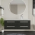 Hudson Reed Quartet Wall Hung 4-Drawer Double Vanity Unit with Sparkling White Worktop 1440mm Wide - Charcoal Black Woodgrain