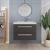 Hudson Reed Quartet Vanity Unit with Basin 720mm Wide Wall Mounted - Gloss Grey