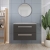 Hudson Reed Quartet Wall Hung 2-Drawer Single Vanity Unit with Grey Worktop 720mm Wide - Gloss Grey