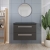 Hudson Reed Quartet Wall Hung 2-Drawer Single Vanity Unit with Sparkling Black Worktop 720mm Wide - Gloss Grey