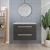 Hudson Reed Quartet Wall Hung 2-Drawer Single Vanity Unit with Sparkling White Worktop 720mm Wide - Gloss Grey