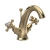 Hudson Reed Topaz Dome Mono Basin Mixer Tap Dual Handle with Pop Up Waste - Brushed Brass | Thumbnail Image