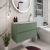 Hudson Reed Urban Wall Hung 2-Drawer Vanity Unit with Bellato Grey Worktop 800mm Wide - Satin Green