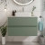 Hudson Reed Urban Wall Hung 2-Drawer Vanity Unit with Bellato Grey Worktop 800mm Wide - Satin Green