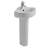 Ideal Standard Concept Arc Corner Basin and Full Pedestal 450mm Wide 1 Tap Hole
