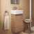 Ideal Standard Eurovit+ LH Wall Hung 1-Door Vanity Unit with Basin 350mm Wide - Natural Oak | Thumbnail Image