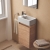 Ideal Standard Eurovit+ LH Wall Hung 1-Door Vanity Unit with Basin 350mm Wide - Natural Oak | Thumbnail Image