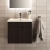 Ideal Standard I.Life S Compact Wall Hung 1-Drawer Vanity Unit with Basin and Matt Black Handle 500mm Wide - Coffee Oak