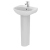 Ideal Standard Tesi Cloakroom Basin and Full Pedestal 450mm Wide 1 Tap Hole