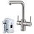 InSinkErator 4N1 L Shape Kitchen Sink Mixer Tap with Neo Tank and Filter - Brushed Steel