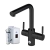 InSinkErator 4N1 L Shape Kitchen Sink Mixer Tap with Neo Tank and Filter - Black Velvet