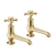 JTP Grosvenor Long Nose Basin Taps Pair Cross Handle - Brushed Brass