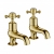 JTP Grosvenor Cloakroom Basin Taps Pair Cross Handle - Polished Gold