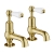 JTP Grosvenor Cloakroom Basin Taps Pair Lever Handle - Polished Gold