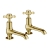 JTP Grosvenor Long Nose Basin Taps Pair Pinch Handle - Polished Gold