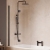Merlyn Black Two Panel Square Hinged Bath Screen 1500mm H x 900mm W - 8mm Glass | Thumbnail Image