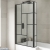 Nuie Abstract Matt Black Framed L-Shaped Bath Screen 1430mm H x 795mm W - 6mm Glass