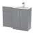 Nuie Arno RH Combination Unit with L-Shaped Stone Basin 1100mm Wide - Satin Grey | Thumbnail Image