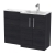 Nuie Arno RH Combination Unit with L-Shaped Stone Textured Basin 1100mm Wide - Charcoal Black | Thumbnail Image