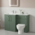 Nuie Arno LH Combination Unit with L-Shaped Stone Basin 1100mm Wide - Satin Green