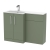 Nuie Arno LH Combination Unit with L-Shaped Stone Basin 1100mm Wide - Satin Green