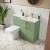 Nuie Arno RH Combination Unit with L-Shaped Stone Textured Basin 1100mm Wide - Satin Green