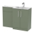 Nuie Arno RH Combination Unit with L-Shaped Stone Textured Basin 1100mm Wide - Satin Green