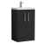Nuie Arno Compact Floor Standing 2-Door Vanity Unit with Ceramic Basin 500mm Wide - Charcoal Black Woodgrain