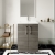 Nuie Arno Compact Floor Standing 2-Door Vanity Unit with Polymarble Basin 600mm Wide - Anthracite Woodgrain