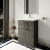Nuie Arno Compact Floor Standing 2-Door Vanity Unit with Polymarble Basin 600mm Wide - Anthracite Woodgrain